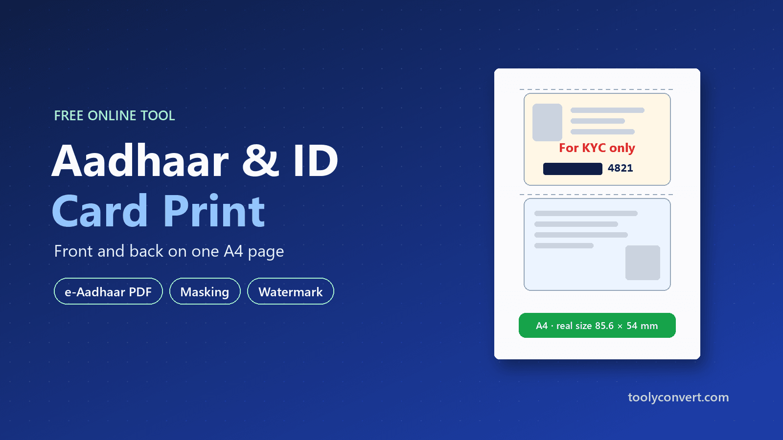 Aadhaar & ID Card Print (Front and Back) tool