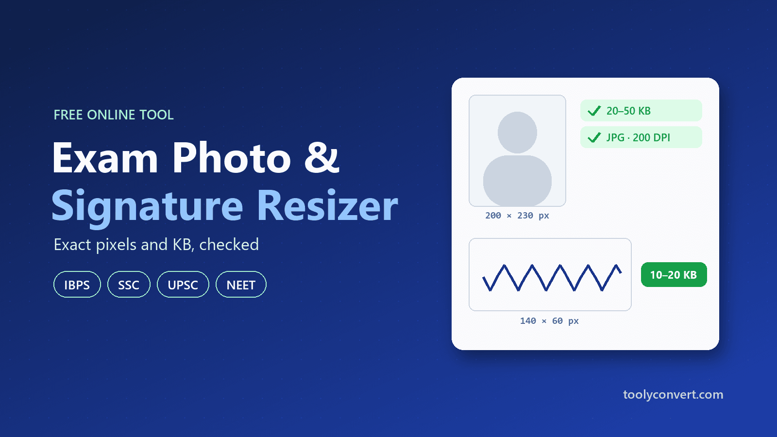 Exam Photo & Signature Resizer tool
